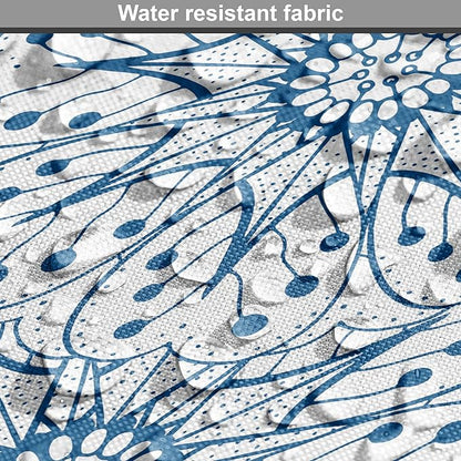 Ambesonne Blue and White Dog Crate Cover, Dutch Tile Design with Large Flowers and Detailed Petals Antique Ethnic, Easy to Use Pet Kennel Cover for Cats & Medium Dogs, 30 Inch, White Blue