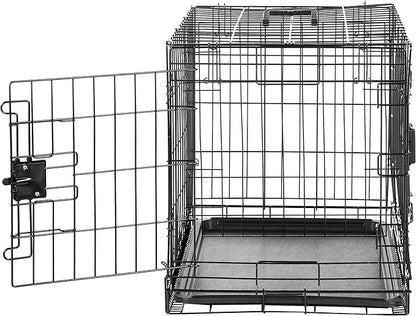 Amazon Basics Durable,Foldable Metal Wire Dog Crate with Tray, Double Door, Divider, 24 x 18 x 20 in, Black