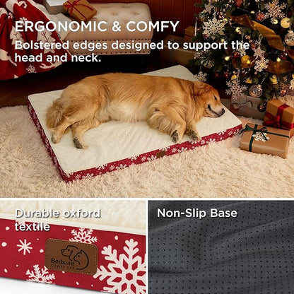 Bedsure XL Dog Bed for Large Dogs - Christmas Dog Bed, Orthopedic Waterproof Dog Beds with Removable Washable Cover