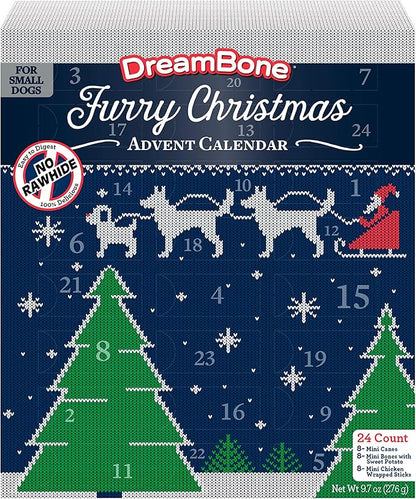 DreamBone Holiday Advent Calendar, Rawhide-Free Dog Treats, for Dogs, 24 Count