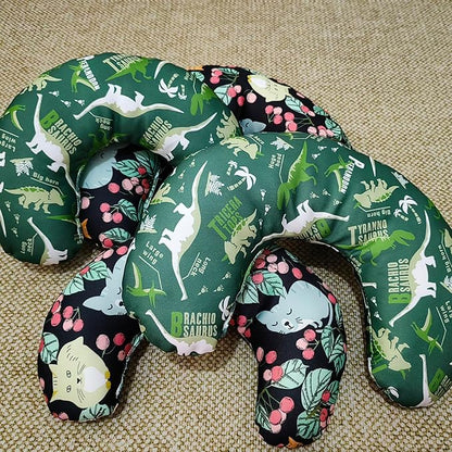 Cute Cooling Dog Bed Pillows, Half Donut U Shaped Pet Neck Pillow,Pet Neck Pillow for Upper Spine and Calming Support (Tropical Cat, Large for Pets Under 30lbs)