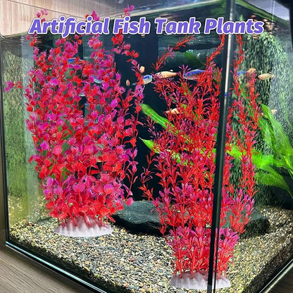 Hamiledyi Aquarium Plastic Plants Aquarium Decor Artificial Fish Tank Plants,Tall Fish Tank Decorations, Extra Large Aquarium Plant 23.6-inch Tall,2PCSï¼_edï¼