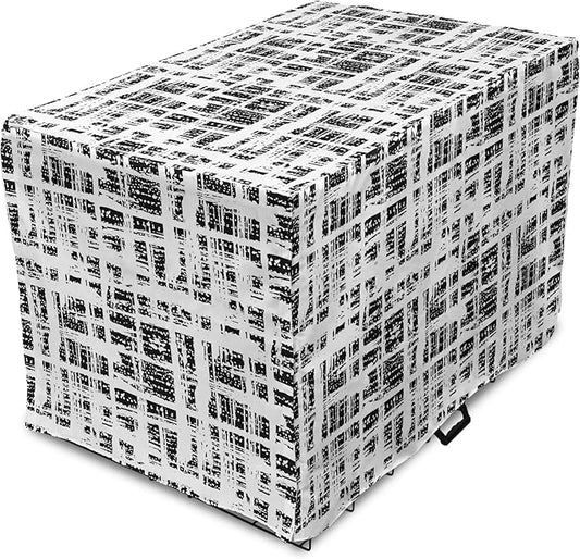 Ambesonne Black and White Dog Crate Cover, Watercolor Stained Pattern Tie Dye Digital Print Shibori Inspired Hippie, Easy to Use Pet Kennel Cover for Medium Large Dogs, 42 Inch, White Black