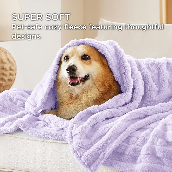 Bedsure 1 Pack 2 Dog Blankets for Small Dogs - 2pcs Washable Soft Fluffy Puppy Blanket with Premium 300GSM Coral Fleece, Cozy Cat Blankets for Indoor Cats, Fuzzy Pet Blanket for Kitten Doggy, Purple