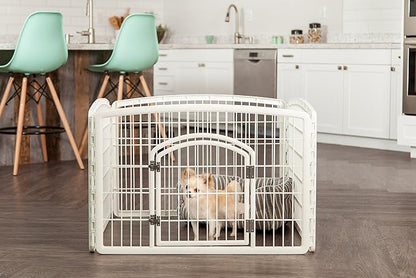 IRIS USA Puppy Playpen Dog Playpen Fence Enclosure with Dog Gate Door - Indoor Pet Playpen - 4 or 8 Panel