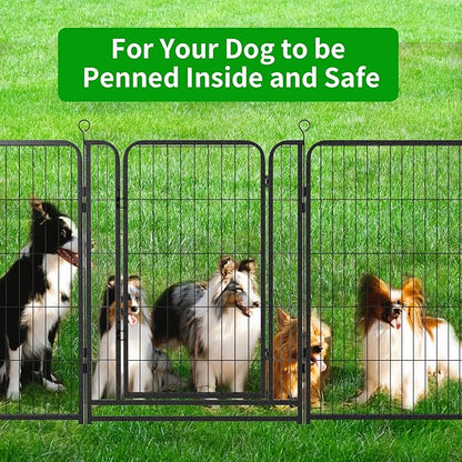 Dog Playpen Outdoor Extra Wide 16 Panels Heavy Duty Dog Fence 40" Height Anti-Rust with Doors Portable for RV Camping Yard, Total 42FT, 140 Sq.ft, Snowy Black