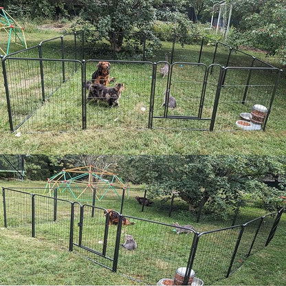 Dog Playpen, Dog Fences for The Yard, Portable Outdoor Dog Playpen for Large/Medium/Small Dogs, Foldable Metal Dog playpen, with Doors (New Thickened Version 16 Panels, 32")