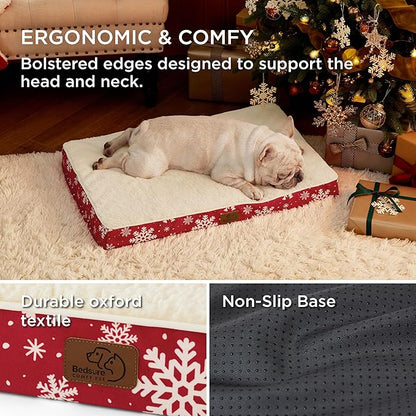 Bedsure Medium Dog Bed for Medium Dogs - Christmas Dog Bed, Orthopedic Waterproof Dog Beds with Removable Washable Cover