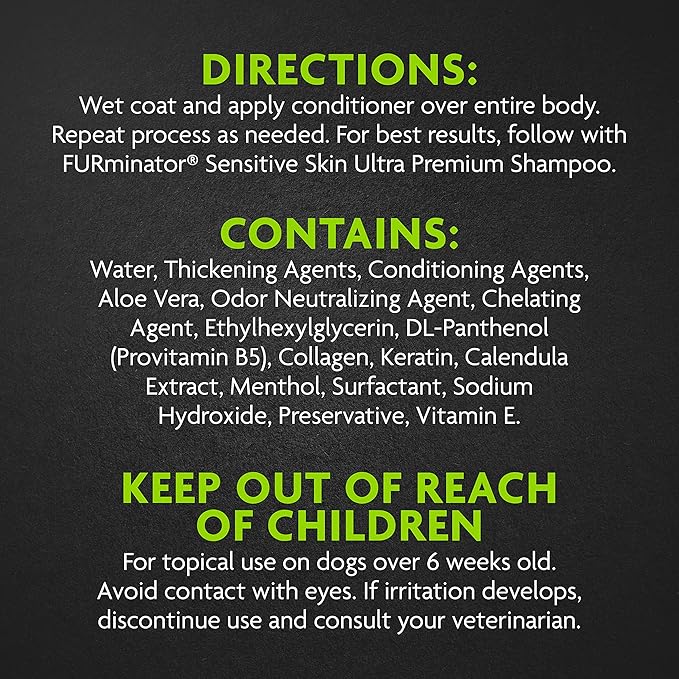 FURminator Sensitive Skin Ultra Premium Conditioner, Sensitive Skin Conditioner for Dogs Helps Reduce Itching, 16 oz