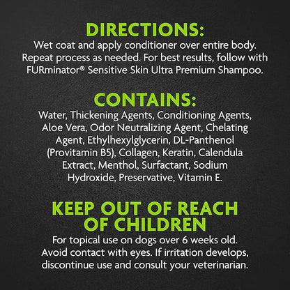 FURminator Sensitive Skin Ultra Premium Conditioner, Sensitive Skin Conditioner for Dogs Helps Reduce Itching, 16 oz