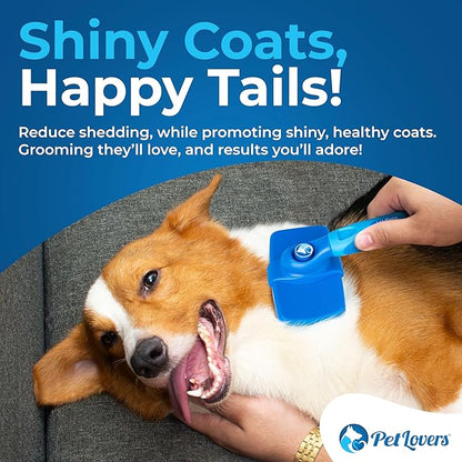 PetLovers EzSlicker Self-Cleaning Brush - Dog Brush for Shedding, Gentle Slicker Brush for Cats, Tangle-Free Grooming Comb with Soft Bristles & Ergonomic Handle for Stress-Free Grooming