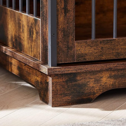 Dog Crate Furniture, Dog House Indoor with Sliding Barn Door, 35" Wood Dog Crate Heavy Duty Dog Kennels Decorative Dog Crate for Small/Medium/Large Dog Brown