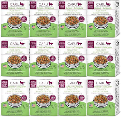 Caru - Real Pork Stew for Dogs, Natural Adult Wet Dog Food with Added Vitamins & Minerals, Free From Grain, Wheat & Gluten (Pack of 12)