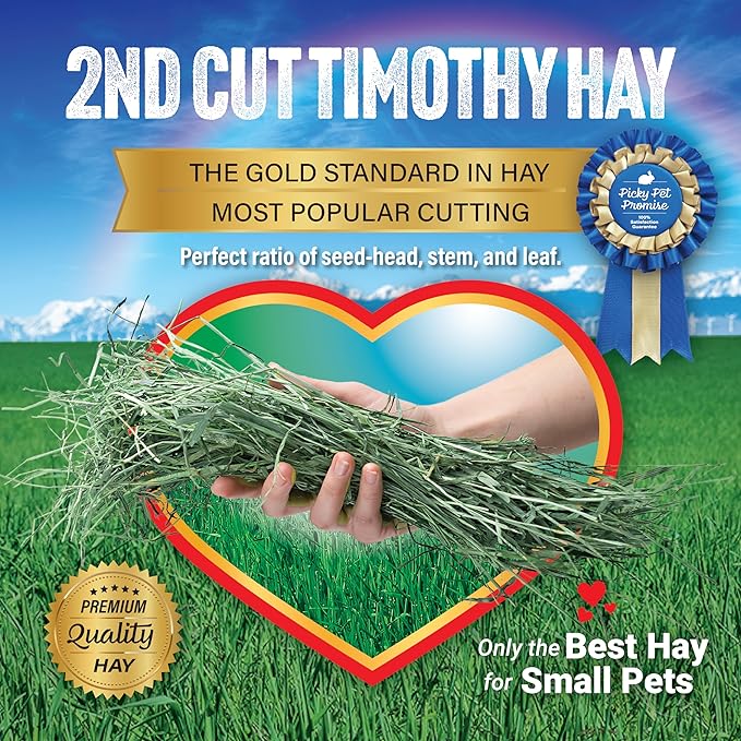 Small Pet Select 2nd Cutting Perfect Blend Timothy Hay Pet Food for Rabbits, Guinea Pigs, Chinchillas and Other Small Animals, Premium Natural Hay Grown in The US, 25 LB
