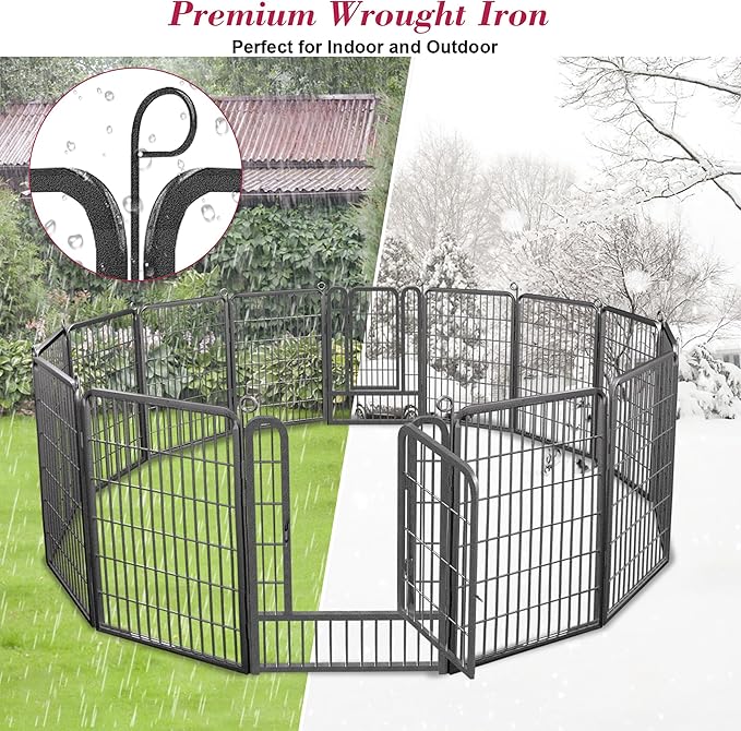 Dog Playpen, 40 inch Height 14 Panels Heavy Duty Dog Fence Pet Playpen with Door, Anti-Rust Dog Exercise Pen with Lock, Portable Pet Fence Outdoor for Yard RV Camping