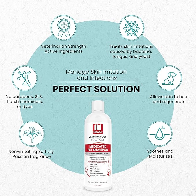 Nootie Medicated Pet Shampoo, Dog Shampoo, Cat Shampoo, Formulated for Veterinarians, Sold in over 10,000 Vet Clinics Worldwide - 16oz