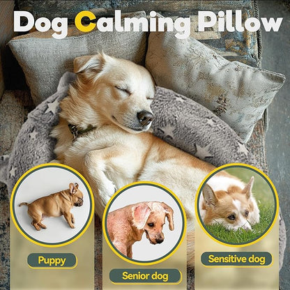 Dog Calming Pillow, Glow in The Dark Dog Put Head on, Soft Question Mark Pillows for Dogs, Kids, Adults, Washable Dog Bed Pillow, Cozy Dog Body Pillow (M Gray)