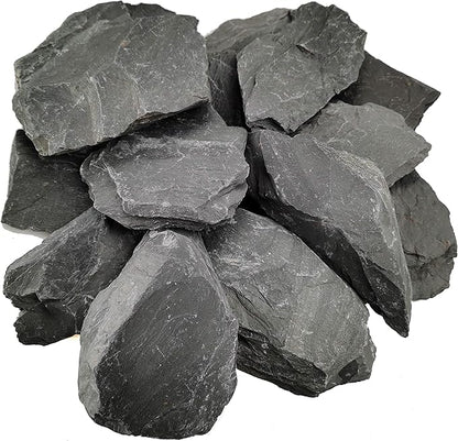 Voulosimi Natural Slate Rocks PH Neutral Stone Perfect Rocks for Aquariums, Landscaping Model,Tank Decoration,Amphibian Enclosures (12 LB, 5-7 inch)