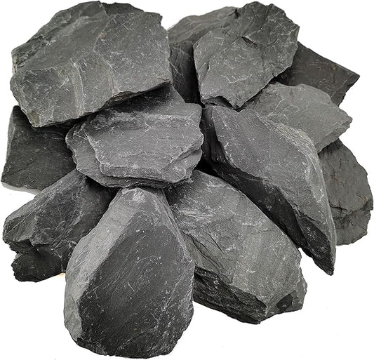 Voulosimi Natural Slate Rocks PH Neutral Stone Perfect Rocks for Aquariums, Landscaping Model,Tank Decoration,Amphibian Enclosures (12 LB, 5-7 inch)