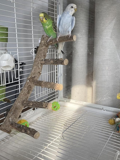 Parrot Natural Sichuan Pepper Wooden Bird Ladder Perch Cage Nature Wood Stand Chew Toy Parrot Bird Cage Accessories Suitable for Small and Medium Sized