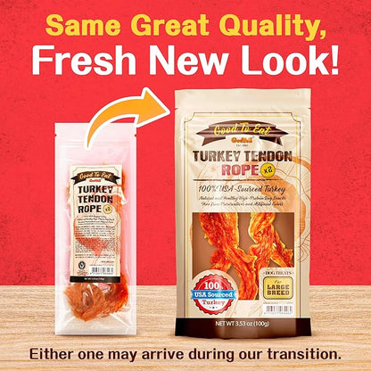 Gootoe Turkey Tendon Dog Treats  100% USA-Sourced, Natural Snack, Premium Training Chews, Hypoallergenic, Reseal Value Bags, Size for Large Dogs, Rope (Large) 2 Unit/Pack