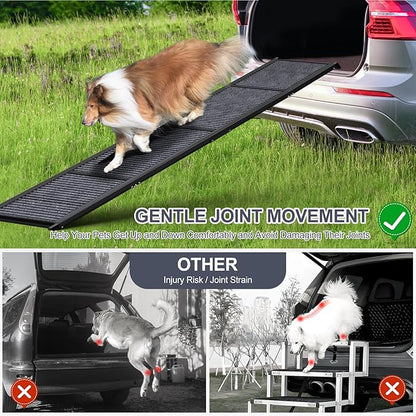Dog Ramp for Car 71" Extra Long & 17.2" Wide Folding Pet Ramp Dog Ramps for Large Dogs with Non-Slip Rug Surface Portable Dog Car Ramp for SUV Car & Truck, Outdoor Dog Ramp Up to 270 LBS