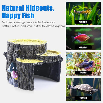 Fish Tank Decorations, Aquarium Decor for Betta Fish Tank Accessories with Plants, Aquarium Accessories, Turtle Tank Decorations, Fish Hideout, Large Tank Ornaments