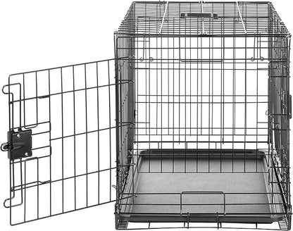 Amazon Basics Durable,Foldable Metal Wire Dog Crate with Tray, Double Door, 30 x 19 x 21 in, Black