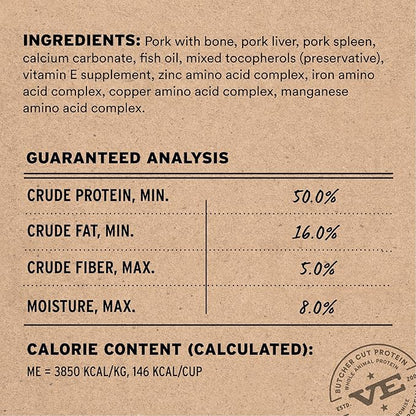 Vital Essentials Freeze-Dried Raw Pork Entree & Mixer Dog Food Soft Nibs | 99% Pork, Organs & Bone | 14 oz