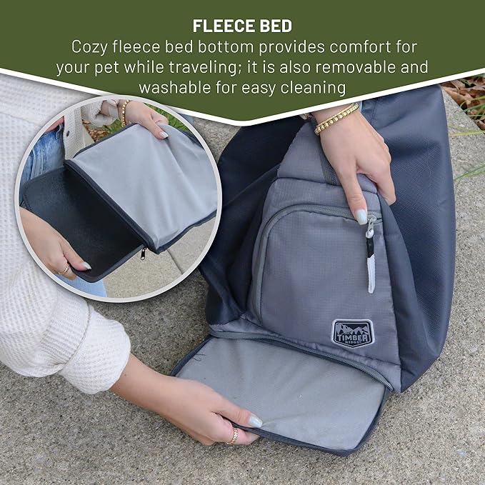 TIMBER RIDGE Dog Sling Dog Carrier with Adjustable Strap & Zipper Pocket Dog Slings for Small Dogs with Removable Pet Pad, Puppy Carrier Sling Bag Carrier for Dogs Cats,(Grey,20lb)