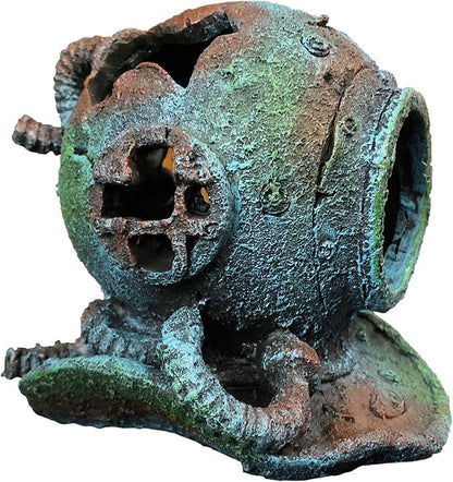 SLOCME Aquarium Sunken Submarine Helmet Decorations - Realistic Vintage Noah's Ark Shipwreck Fish Tank Decorations, Durable Resin Fish Tank Ship Accessories
