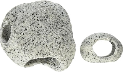 Penn-Plax Deco-Replicas Granite Aquarium Ornament & Hideaway 2 Piece Set – Realistic Stone Appearance – Safe for Freshwater and Saltwater Tanks – Small & Medium (RR1074)