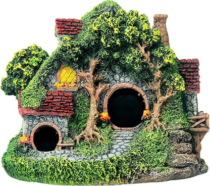RVQIGYP[Magic Underwater Cabin Fish Tank Landscaping Hobbit House Decoration | Handmade Resin Material Waterproof and Anti-Fading | Fairy Tale Style Aquarium Landscaping Give Away Water Plants