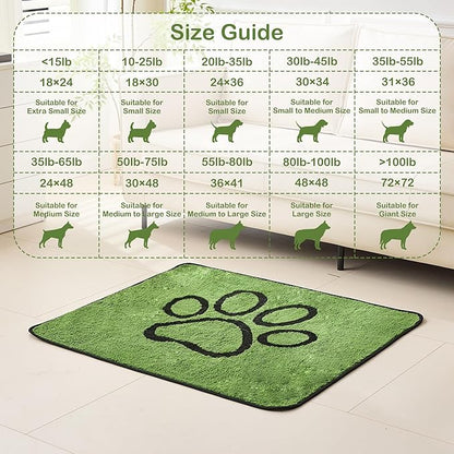 Qeils Washable Pee Pads for Dogs, 4 Pack Super Absorbent Reusable Puppy Pads with Green Long Wool for Potty Training, Floor, Couch, Bed, and Crate,30"x 34"