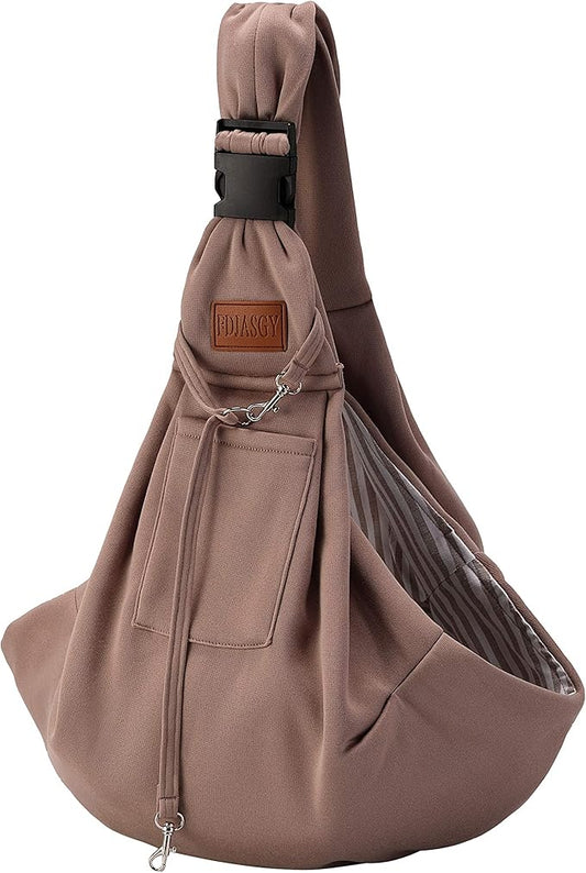 FDJASGY Small Dog Sling Cat Carrier Adjustable Strap Hands Free Reversible Pet Puppy Travel Bag Backpack for Outdoor Travel