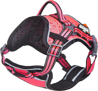 DOGHELIOS 'Journey Wander' Chest Compressive Sporty Adjustable Travel Pet Dog Harness and Leash Combination, Small, Pink
