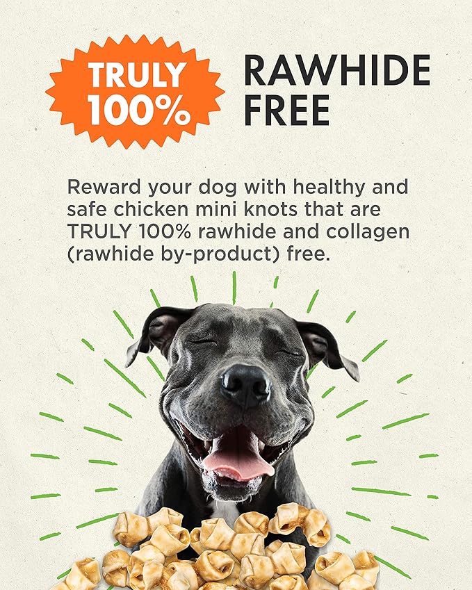 Canine Naturals Chicken Recipe Chew - Rawhide Free Dog Treats - Made from USA Raised Chicken - All-Natural and Easily Digestible - 12 Pack of Mini Knots for Dogs 5-20lb