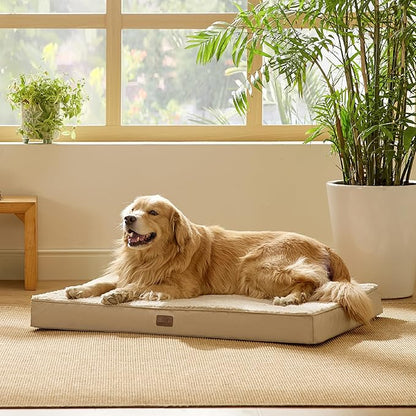 Bedsure Extra Large Dog Bed - XL Orthopedic Waterproof Dog Beds with Removable Washable Cover for Extra Large Dogs, Egg Crate Foam Pet Bed MatKhaki