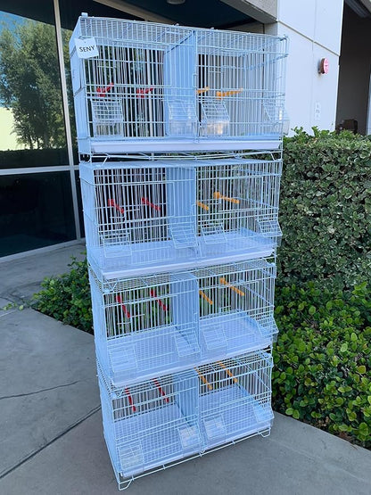 Seny Set of 4 Stackable Breeding Bird Cage for Canary Finch Small Birds (White)