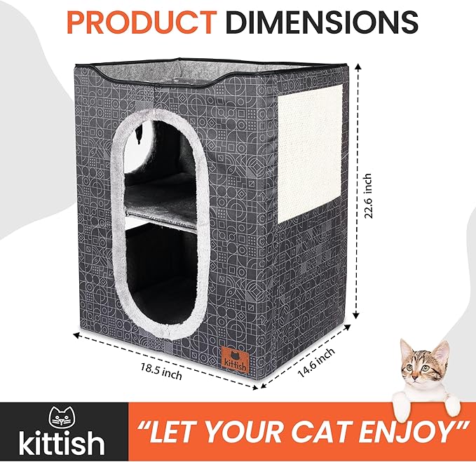 Cat Cave Bed  Cozy Cat House & Hideaway, Kitten Bed, Cat Cube, Large Cat Bed, Indoor Cat Houses & Condos