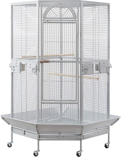 Seny Corner Bird Cage for Cockatiel Parakeet Black and White New (White)