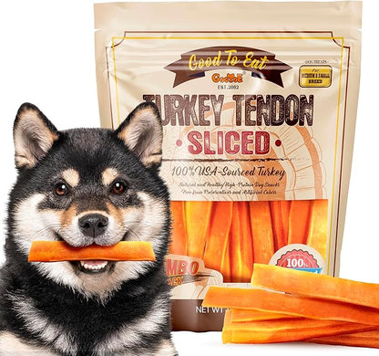 Gootoe Turkey Tendon Dog Treats 100% USA-Sourced, Natural Snack, Premium Training Chews, Hypoallergenic, Resealable Value Bag, for Medium Dogs, 7 Inch Slice Jumbo Pack, 1 lb (Pack of 1)