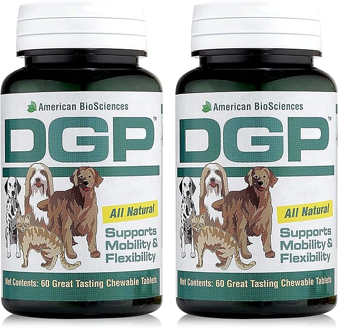 American BioSciences DGP, All-Natural Joint Supplement for Dogs - Joint Support with Turmeric, Boswellia Extract & More - Quick Effect for Pet Mobility Support - 120 Chewable Tablets (Pack of 2)
