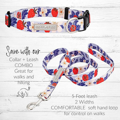 Lucky Love Dog Collars, Strawberry Cute Girl Dog Collar, X-Small Dog Collars for Females, Part of Purchase Donated to Rescue (Extra Small, Sweet Berry, Collar)