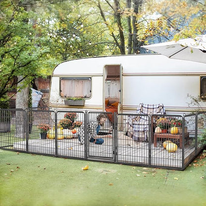 Dog Playpen with Extra Large Door Dog Fence Outdoor for Yard Indoor Dog Pen 40inch 10 Panels Dog Pens Outside Anti-Rust Pet Fence Portable Dog Fence for RV Camping Yard