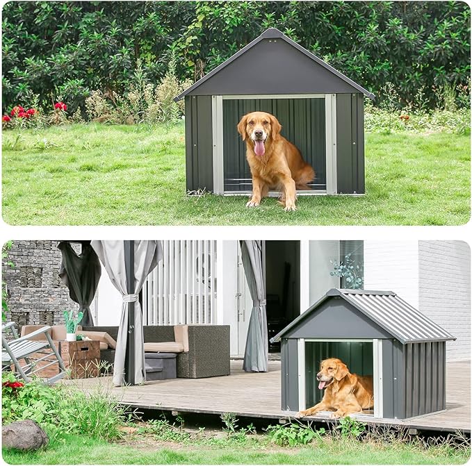 34 X 38 X 35 Inches Dog House, Indoor Outdoor Doghouse for Medium Large Dogs, Weatherproof Puppy Shelter Sturdy and Long-Lasting Dog Houses