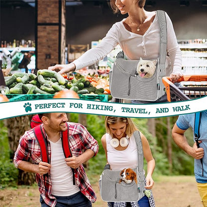 PetAmi Small Dog Sling Carrier, Soft-Sided Crossbody Puppy Carrying Purse Bag, Adjustable Sling Pet Pouch to Wear Medium Cat Travel, Dog Bag for Traveling Breathable, Poop Bag Dispenser, Stripe Black