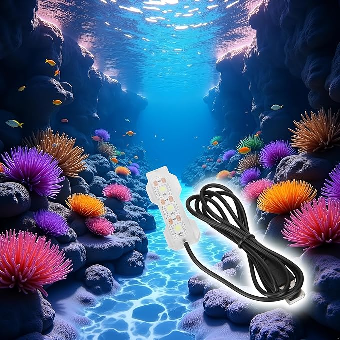 Blue Light Small Aquarium Led Light, Multicolor Led Fish Tank Light for Freshwater Plants Aquarium Accessories，Fish and Aquatic Pets, Pet Supplies