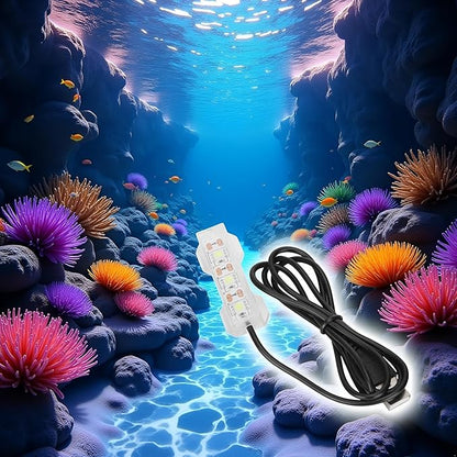 Blue Light Small Aquarium Led Light, Multicolor Led Fish Tank Light for Freshwater Plants Aquarium Accessories，Fish and Aquatic Pets, Pet Supplies
