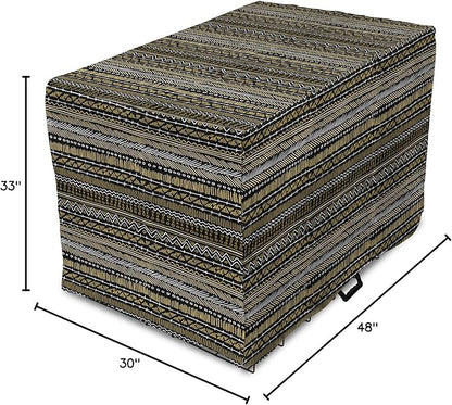 Ambesonne Boho Dog Crate Cover, Tribal Ethnic Retro Mayan Native American Funky Hippie Culture Pattern, Easy to Use Pet Kennel Cover for Medium Large Dogs, 48 Inch, Coffee Charcoal
